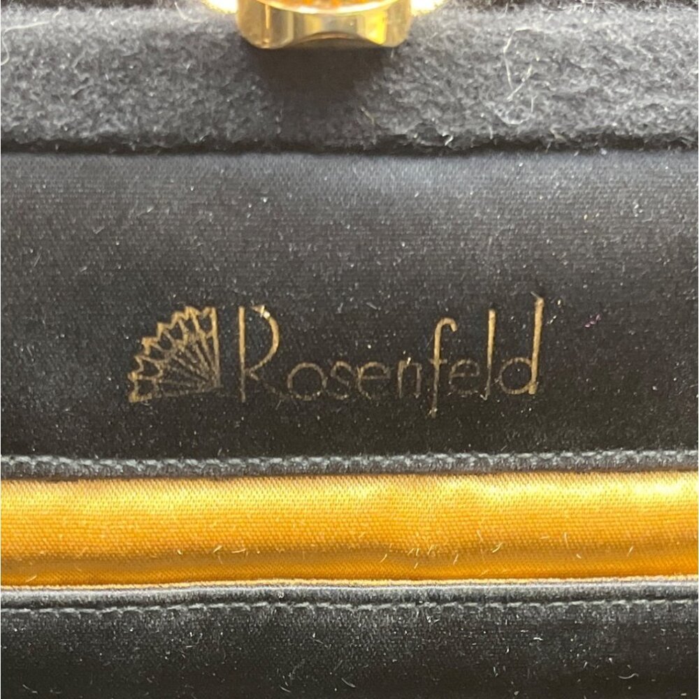 Vintage Rosenfeld Black Gold Clasp & Purple Gem Detail Evening Clutch Bag Sz S - Picture 7 of 8